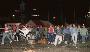 England football hooligans riot in centre of Malmo