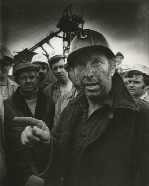 Miners\' Leader Arthur Scargil at the pit head