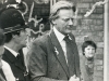 Minister for Merseyside Michael Heseltine is pelted by eggs