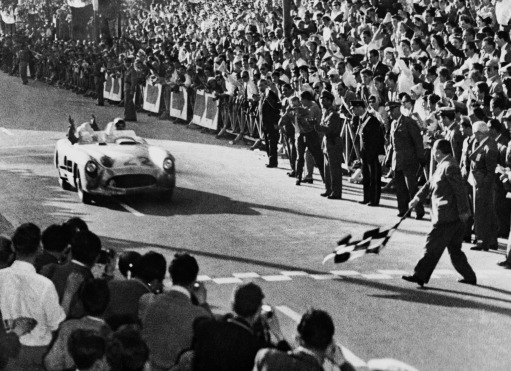Stirling Moss wins the Mille Miglia in Italy 1955