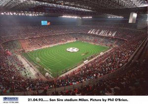 San Siro Stadium in Milan with UEFA Champions League star ball